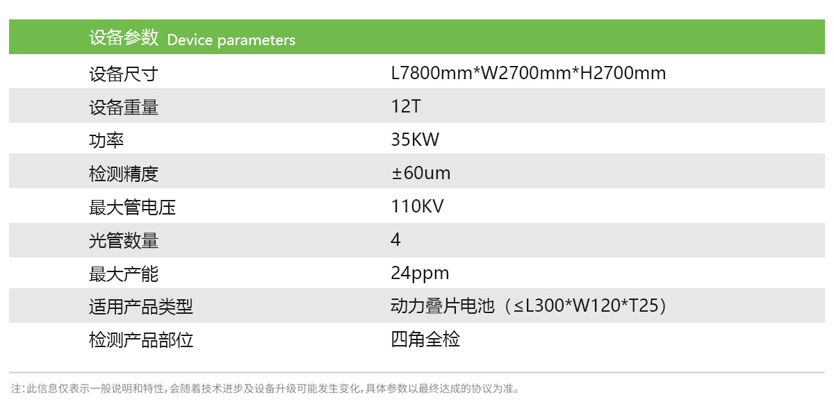 锂电池X-ray检测设备参数